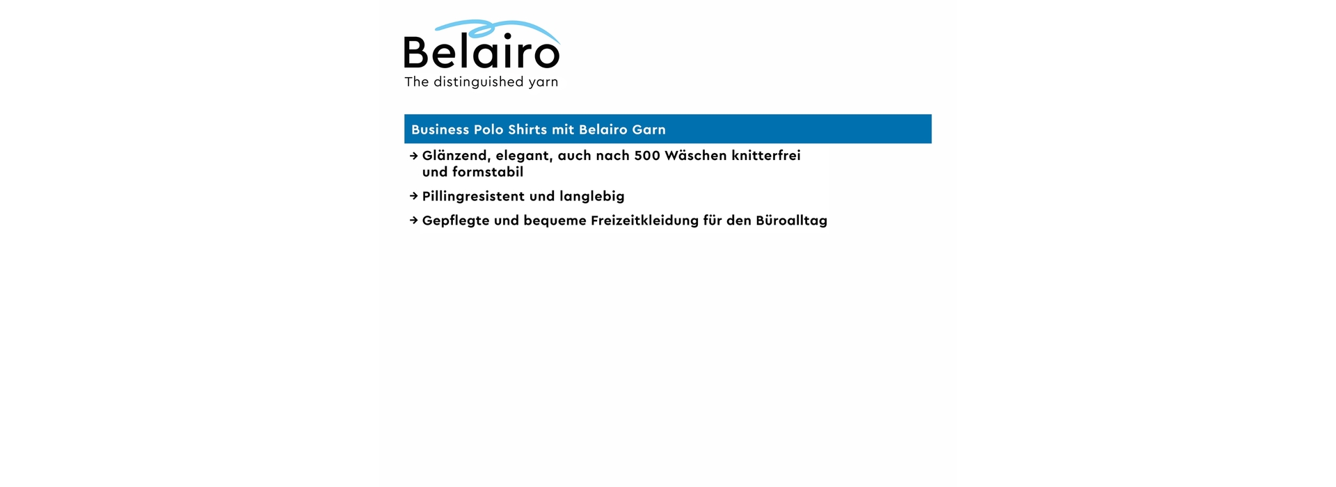 2 Vorteile von Belairo Poloshirts auf einen Blick