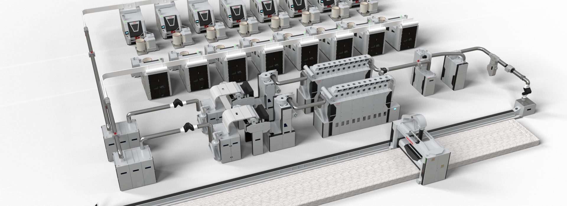Complete blowing carding line with Autocard SC 8